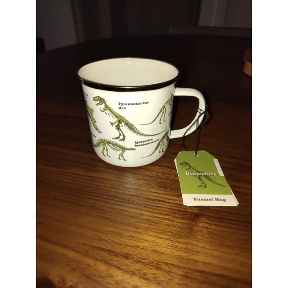 Gift Republic Other - Gift Republic Dinosaur Skeleton Enamel Mug Cream Tyrannosaurus Rex GR270058 NEW